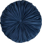 SARO LIFESTYLE Round Velvet Pintucked Poly Filled Throw Pillow (Set of 2)