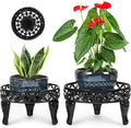 Metal Plant Stand Indoor Outdoor,2 Pack Heavy Duty Iron Plant Stands for Indoor/Outdoor,Low Round Flower Pot Stand Rustproof Plant Holder for Garden,Patio,Home Decor