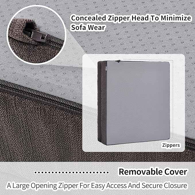 HAVARGO Recliner Cushions for Elderly with Lumbar Support, Patent Design 20x20x5 Inch Thick Chair Cushion Soft Tufted Dual Layer Booster Seat Cushions for Seniors Recliner Risers Taupe 1 Set