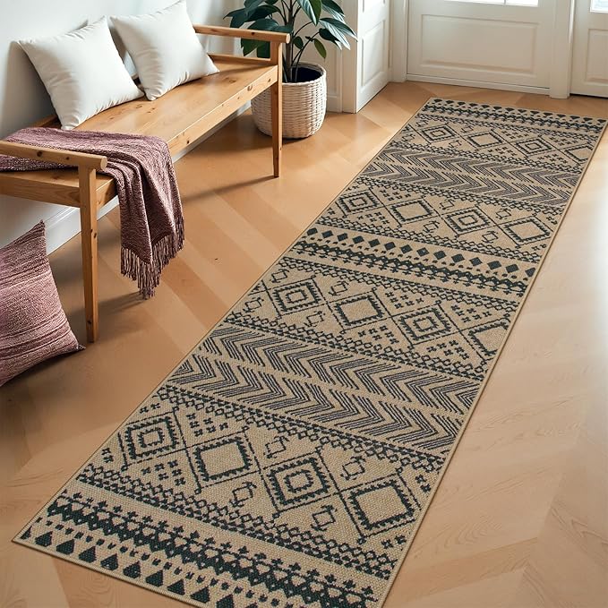 Lahome Easy Jute Boho Hallways Rug, 2x8 Runner Rug for Kitchen, Nature Non Slip Washable Indoor Outdoor Carpet, Low Pile Front Door Carpet for Entry Laundry Room Foyer Decor