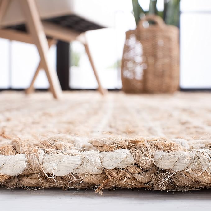 SAFAVIEH Natural Fiber Collection Area Rug - 5' x 8', Natural, Handmade Boho Farmhouse Woven Jute, Ideal for High Traffic Areas in Living Room, Bedroom (NF187A)