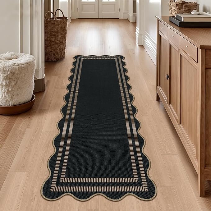 Modern Hallway Runner Rug, 2x6 Washable Easy Jute Rugs for Entryway Kitchen Farmhouse Indoor Outdoor Carpet, Non Slip Runner for Bedroom Porch Laundry