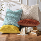 decorUhome Cozy Textured Euro Sham Throw Pillow Covers 24x24 Inch Set of 2, Soft Plush Faux Wool Beige Accent Couch Pillow Covers for Modern Farmhouse Sofa Bed Living Room