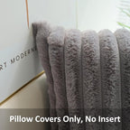 JOJUSIS Pack of 2 Faux Fur Plush Decorative Throw Pillow Covers Couch Cushion Case Soft Pillowcases (Grey, 16 x 16-Inch)