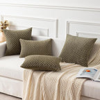 Kevin Textile 12x20 Inch Pillow Cover 1 Pack Boho Decorative Soft Striped Corduroy Lumbar Farmhouse Color Accent Rectangle Cushion Case for Living Room Couch Sofa Bed, Olive Green