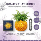Fun & Unique Sun Face Hanging Planter Quirky Celestial Decor for Plant Lovers – Indoor Outdoor Flower Basket for Succulents & Small Plants – Decorative Garden Yard Art
