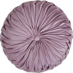 SARO LIFESTYLE Round Velvet Pintucked Poly Filled Throw Pillow