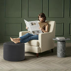 Bezseller Soft Boucle Pouf Ottoman, Comfortable Foot Rest, Full Foam Filling Footstool for Living Room, Bedroom, Lightweight Comfort and Charm Floor Poof Seating Perfect to Rest Your Feet, Grey-2