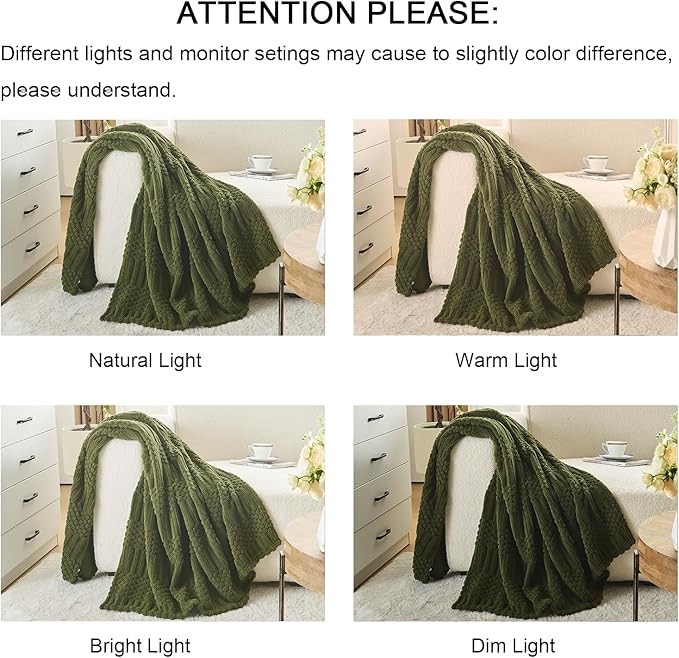 lifein Throw Blanket for Couch-Olive Green Boho Throw Blanket, Soft Fleece Plush Lightweight Blankets&Throws for Spring, Fuzzy Moss Green Blanket for Livingroom Bed Sofa Chair (60x80, Green)