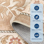 GarveeHome Provence 6x9 Area Rugs, Botanical Grove Vintage Cottagecore Non-Slip Washable Rug for Bedroom Living Room Nursery Kitchen Low-Pile Retro Large Carpet Pinkish Brown