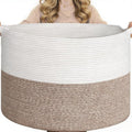 Goodpick Blanket Basket Living Room, 19.7"x19.7"x12.6" Cotton Rope Toy Basket for Blankets, Woven Baskets for Storage, Toy Storage