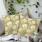 KSLIDS Vintage Green Flowers Soft Velvet Throw Pillow Covers Set of 2 Floral Plant Leaves Decorative Pillow Covers 16x16 Inch Chinoiserie Retro Pillow Case for Sofa Couch Bedroom Farmhouse Home Decor