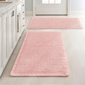 MIULEE Set of 2 Waffle Bathroom Rugs, Boho Bath Rugs Non Slip Washable, Super Absorbent Bath Mats, Ultra Soft Rubber Backed Shower Mats for Bathroom Floor, Tub and Shower, Pink, 18x30 Inch