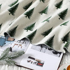 Floral Chenille Throw Blanket 50 x 60'' Farmhouse Vintage Boho Flower Blanket Soft Throw for Couch Bed Sofa Chair Living Room Outdoor Woven Decorative Home Gift(Brown)(Christmas Tree,Green)