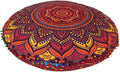 INDIAN CRAFT CASTLE New Orange Ombre 24" Mandala Barmeri Large Floor Pillow Cover Cushion Meditation Seating Ottoman Throw Cover Hippie Decorative Zipped Bohemian Pouf Ottoman Pom Pom Cases 24" Round