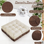 Jerify Floor Pillow Cushions Large Round Square Large Meditation Floor Pillow for Classroom Adult Meditation Picnic Party Seating Learning Daycare School(Square,Brown,4 Pcs)