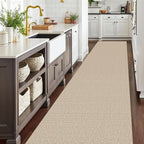 EARTHALL Extra Long Runner Rug 3x18 Ft Washable Runners for Hallways Cotton Non Slip Entryway Runner Braided Kitchen Runner Indoor Outdoor Carpet Runners for Hotels, Officel, Stair, Send/Beige