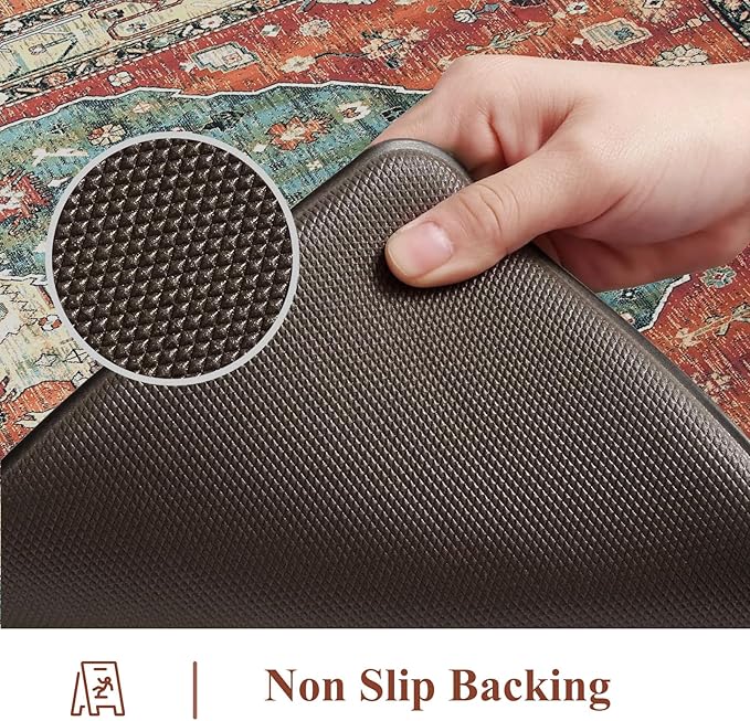 Collive Kitchen Rugs Anti Fatigue Kitchen Runner Mats Cushioned, Comfort Fatigue Mats for Standing, 17”x59” Red Non-Skid Washable Kitchen Floor Mats for Office, Sink, Laundry