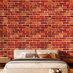Large Brick Wall Backdrop Tapestry for Christmas, Faux Brick Backdrop Wall Covering Removable Red Tablecloth, Medieval Castle Stone Photo Scene Setter for Winter Curtains Door Decor (98" X 118")