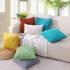 decorUhome Cozy Textured Throw Pillow Covers 12x20 Inch Set of 2, Soft Plush Faux Wool Blue Grey Accent Couch Pillow Covers for Modern Farmhouse Sofa Bed Living Room