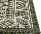 Rugs.com Outdoor Aztec Collection Rug – 13 Ft Square Green Flatweave-Pile Rug Perfect for Living Rooms, Kitchens, Entryways