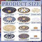 Xuhal 15 Pcs Boho Wall Basket Decor Handcrafted Seagrass Woven Wall Basket Rustic Round Woven Hanging Art for Home Farmhouse Kitchen Table Living Room(Blue Classic Style)