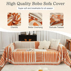 ROOMLIFE Chenille Couch Cover Minimalist Anti-cat Scratch Soft Chenille Sofa Towel Blanket Four Season Use Dust-Proof Sofa Towel Blanket,Pet Furniture Protector, Orange 71"x150"