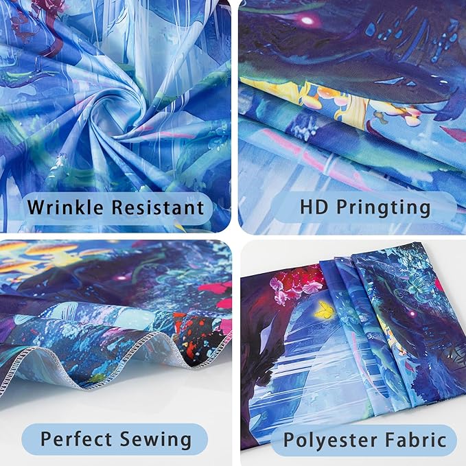 Apdidl Forest Nature Room Decor Tapestry Wall Hanging, Fantasy Trees Butterfly Mushroom Tapestries for Bedroom, Blue Colorful Floral Magical Plants Jungle Landscape Backdrop for Living Room 51"X60"