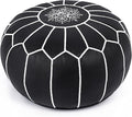 Marrakesh Gallery Genuine Leather Round Pouf Unstuffed - Moroccan Ottoman Footstool, Footrest Cover - Boho Decor - Bohemian Living Room, Bedroom, Kids Room, Gift & Wedding