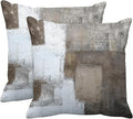 Emvency Set of 2 Brown White and Grey Throw Pillow Covers Modern Abstract Painting Decorative Pillow Cases Home Decor Standard Square 18x18 Inches Pillowcases