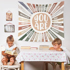 WARDOS Boho Colorful Sunshine Tapestry, You Are Inspirational Tapestry Wall Hanging, Colorful Boho Sun Positive Affirmation Wall Blanket Decor for Kids Room Nursery Playroom Classroom, 50x60 Inch