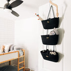 OrganiHaus Black Hanging Wall Baskets for Storage | Hanging Baskets for Bathroom Organizing | Behind Door Storage | Over the Door Basket | Nursery Storage Basket | Wall Hanging Basket for Organizing