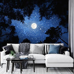 TUGCAY Forest Galaxy Starry Tapestry Blue Space Night Sky Stars Moon Ceiling Tapestry Nature Trees Tapestries Aesthetic Wall Hanging for Bedroom Dorm Living Room Office Decor 80x60 Inch