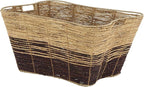 Deco 79 Seagrass Handmade Decorative and Functional Storage Basket Oversized Color Block Basket Organizer with Slot Handles, Basket for Storage 30" x 20" x 15", Brown