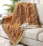 Boho Throw Blanket for Couch Sofa Bed, Decorative Throw Blanket with Tassels, 50"x60" Bohemian Woven Cover for Home Living Room Bedroom Indoor Outdoor Picnic