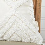 Boho Sofa Throw Pillow Covers – Exquisitely Crafted with Hand-Finished Tuft with Thick Cotton Tassel Details – Soft & Stylish Moroccan Decorative, 18x18inch (Spring Ruched)
