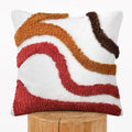 Boho Throw Pillow Covers 18x18 Inch Set of 1, Tufted Abstract Decorative Pillow Cover Mid Century Modern Pillow Cases Bohemian Cushion for Couch Sofa Bed Living Room Home Decor, Orange-red