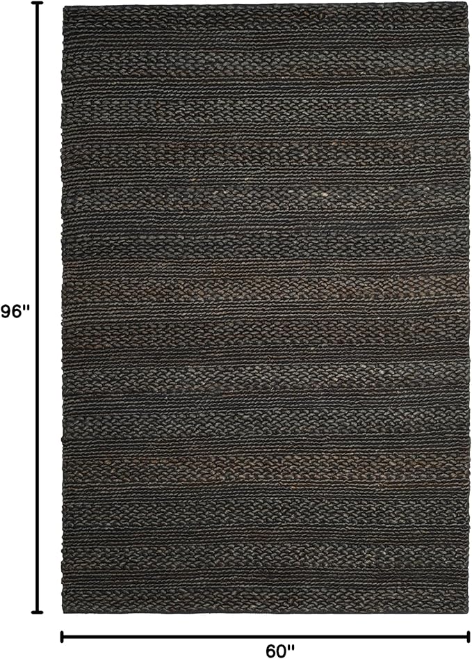 SAFAVIEH Area Rug 5x8 - Natural Fiber Collection - Charcoal, Handmade Jute, Braided Woven Design, Ideal for Living Room, Bedroom (NF212C)