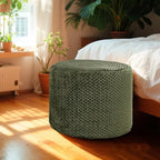 Ottoman Foot Rest Stuffed Round Boho Floor Poof Seating Armchair Foot Stool Floor Cushion Bean Bag Pouf Ottoman 18x18x14 Inch Forest