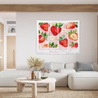 AQYIP Strawberry Christian Tapestry, Psalm 34:8 Bible Verse Tapestry Decorative, Pink Cute Floral Strawberry Religious Wall Tapestries Blanket Decor for Home Girls Room Dorm, 50x60 Inch