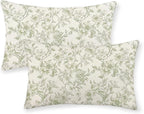 Sage Green Pillow Covers 12x20 Set of 2 Light Green Floral Chinoiserie Throw Pillows Rustic Toile Flower Decorative Pillow Cases Outdoor Chinoiserie Decor Lumbar Cushion Case for Couch Sofa