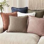 Foindtower Set of 2 Decorative Linen Fringe Lumbar Throw Pillow Covers Farmhouse Cushion Cover with Tassels Soft Accent Pillowcase for Couch Sofa Bed Living Room Home Decor,12×24 Inch,Dusty Pink