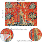 FEASRT European Royal Tapestry Medieval Princess Tapestry, 40x30 Inches Soft Flannelette, Lady and Unicorn for Living Room Bedroom Dorm Decor