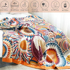 MSGKV Boho Throw Blanket for Couch 50"x60" 100% Cotton Sofa Blanket Spring Breathable Lightweight Blanket Home Decor Muslin All Seasons