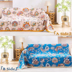 Boho Throw Blanket for Bed, 100% Cotton Soft Rustic Quilt Fall Blanket, 90"x98" Floral Printed Farmhouse Decor Bed Blankets, All Season Rustic Reversible Bohemian Throw Quilt