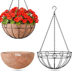 ZeeDix 16 Inch Large Hanging Baskets for Plants Outdoor, 2 Pack Round Metal Wire Planter Basket with Coco Coir Liner, Hanging Flower Pots for Outdoor Garden Yard Patio Porch Balcony Decor