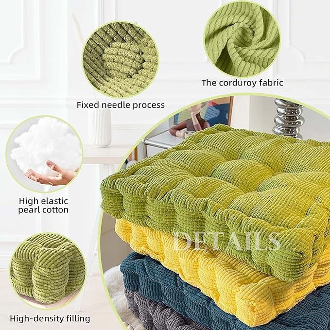 Large Square and Round Floor Cushions for Adults 2 Pack Meditation Floor Pillow Sky Blue Corduroy Floor Seat Pillows Cushion for Living Room Balcony Tatami Yoga,18x18 Inch