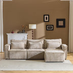 VINGLI 111" Convertible Modular Sectional Sofa,Comfortable L Shaped Reversible Couch with Ottoman, Removable 3 Seater Boneless Modern Couch, Durable Chenille Cloud Sofa for Living Room,Khaki