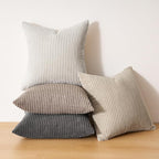 Topfinel 4 Packs Natural Decorative Throw Pillows Covers 22x22 Inch for Living Room Couch Bed Sofa, Rustic Farmhouse Boho Neutral Home Decor, Soft Plush Striped Corduroy Square Cushion Case 40x40 cm