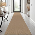 EARTHALL Woven Runner Rug 2x12 Ft Washable Runners for Hallways Extra Long Cotton Non Slip Rubber Backed Kitchen Runner Braided Indoor Floor Carpet for Entryway, Hall, Kitchen, Orange/Tan/Brown